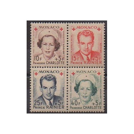 Monaco - 1949 - No 334A/337A - Bloc de 4 - Santé ou Croix-Rouge