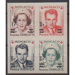 Monaco - 1951 - Nb 379B/382B - Bloc de 4 - Health or Red cross