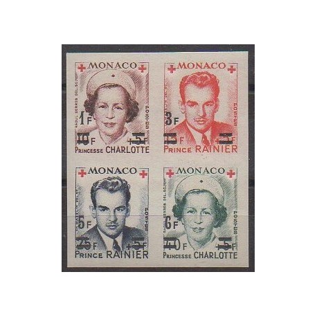 Monaco - 1951 - No 379B/382B - Bloc de 4 - Santé ou Croix-Rouge