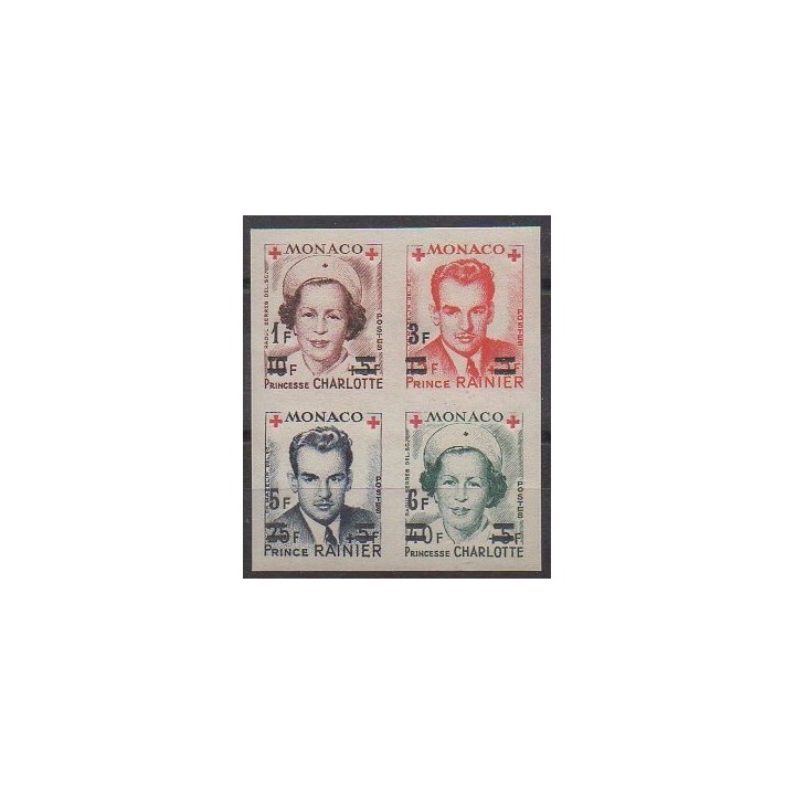 Acheter cette série de timbres de Monaco de l'année 1951 (No 379B/382B - Bloc de 4).