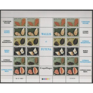 Timbres - Wallis et Futuna  - 1987 - No 360/365 feuille - coquillages