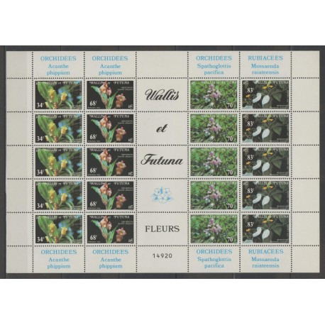Wallis et Futuna - 1982 - No 286/289 feuille - orchidées