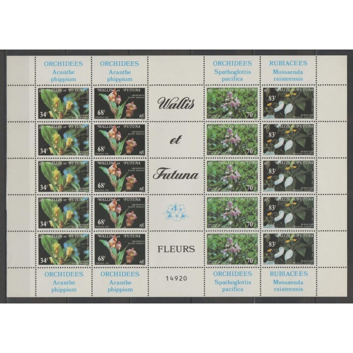 Stamps - Wallis and Futuna - 1982 - Nb 286/289 feuille - orchids
