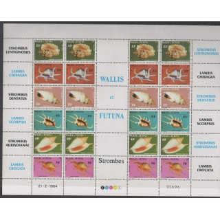 Timbres - Wallis et Futuna  - 1984 - No 312/317 feuille - coquillages