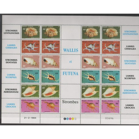 Wallis and Futuna - 1984 - Nb 312/317 feuille - shells