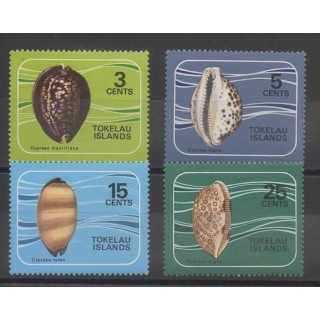 Timbres - Tokelau - 1974 - No 41/44 - coquillages