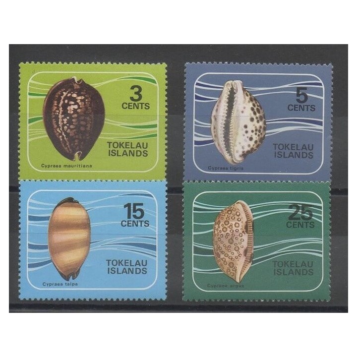Timbres - Tokelau - 1974 - No 41/44 - coquillages