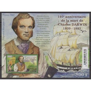 Acheter ce bloc-feuillet de Polynésie de l'année 2022 (No BF Charles Darwin).