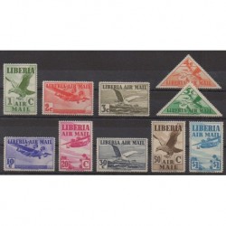 Liberia - 1938 - Nb PA7/PA16 - Planes - Birds - Mint hinged