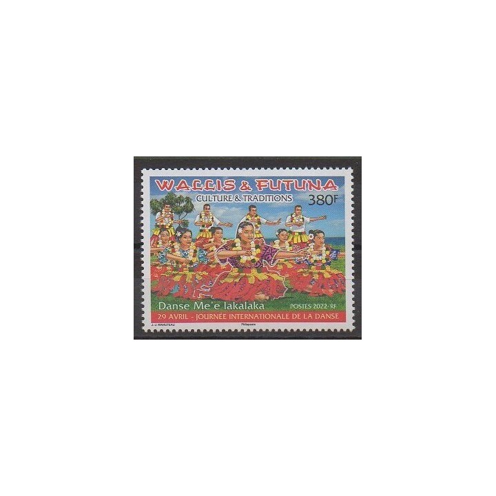 Buy this stamp of Wallis et Futuna of the year 2022 (Danse Me'e lakalaka).