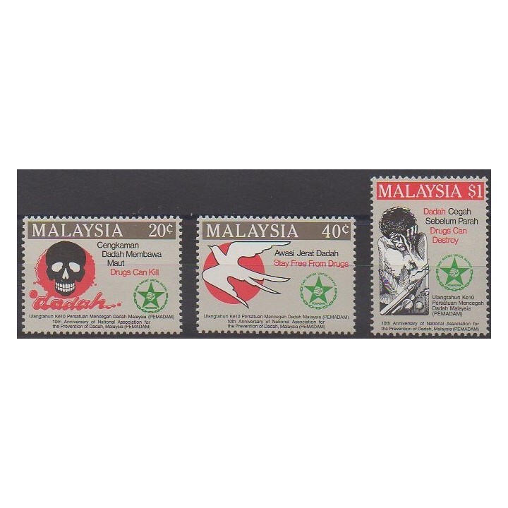 Acheter cette série de timbres de Malaisie de l'année 1986 (No 351/353).