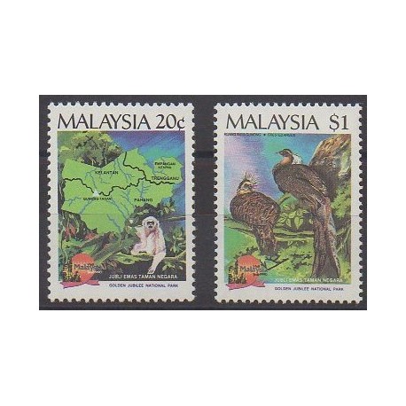 Malaisie - 1989 - No 435/436 - Animaux - Parcs et jardins
