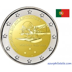 2 euro commémorative - Portugal - 2022 - 100 ans de la traversée de l'océan Atlantique Sud par voie aérienne - UNC