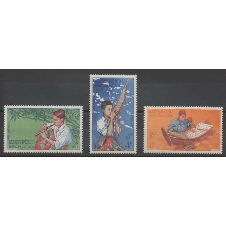 Stamps - Laos - 1957 - Nb 37/39 - music