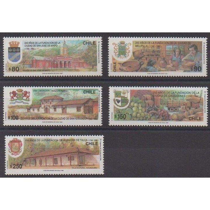 Acheter cette série de timbres du Chili de l'année 1992 (No 1103/1107).