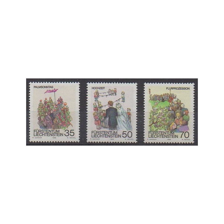 Acheter cette série de timbres du Liechtenstein  de l'année 1986 (No 840/842).