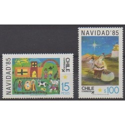 Chili - 1985 - No 715/716 - Noël - Dessins d'enfants