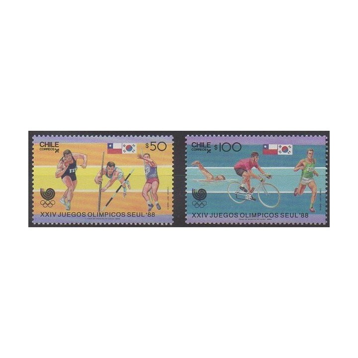 Acheter cette série de timbres du Chili de l'année 1988 (No 835/836).