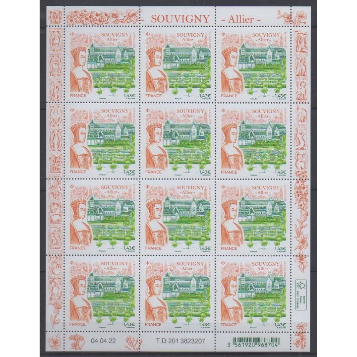 Buy this souvenir sheet  of France of the year 2022 (Nb F61 - Souvigny).
