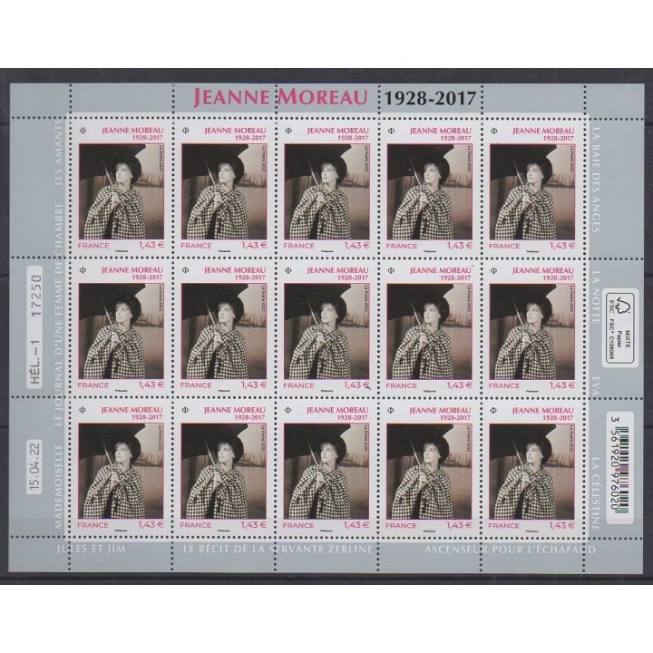 Buy this souvenir sheet  of France of the year 2022 (Nb F63 - Jeanne Moreau).