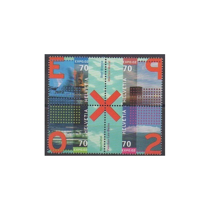 Acheter cette série de timbres de Suisse de l'année 2002 (No 1710/1713).