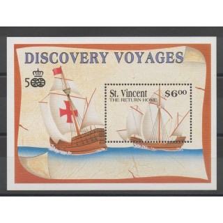 Timbres - Saint-Vincent - 1991 - No BF 124 - Christophe Colomb