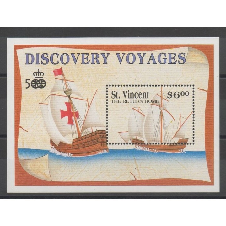 Timbres - Saint-Vincent - 1991 - No BF 124 - Christophe Colomb