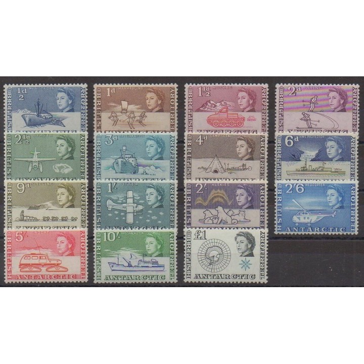 Acheter cette série de timbres de l'Antarctique britannique de l'année 1963 (No 1/15).