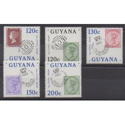 Guyana - 1983 - No 883/887 - Timbres sur timbres