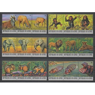 Timbres - Guinée - 1977 - No 604/621 - animaux divers