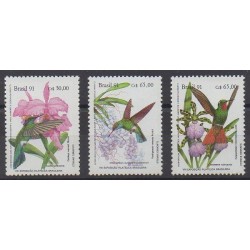 Brazil - 1991 - Nb 2040/2042 - Birds - Orchids