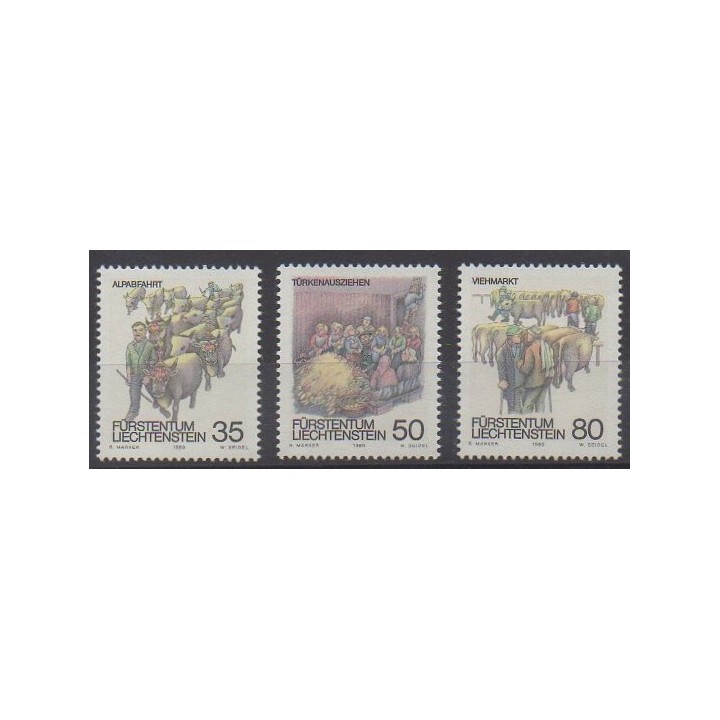 Buy this set of stamps of Liechtenstein of the year 1989 (Nb 912/914).