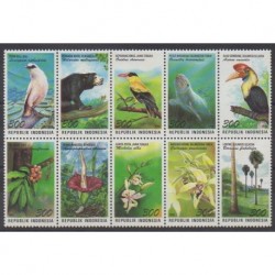 Indonesia - 1996 - Nb 1483/1492 - Flowers - Animals