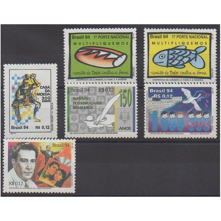 Acheter cette série de timbres du Brésil de l'année 1994 (No 2188/2193).