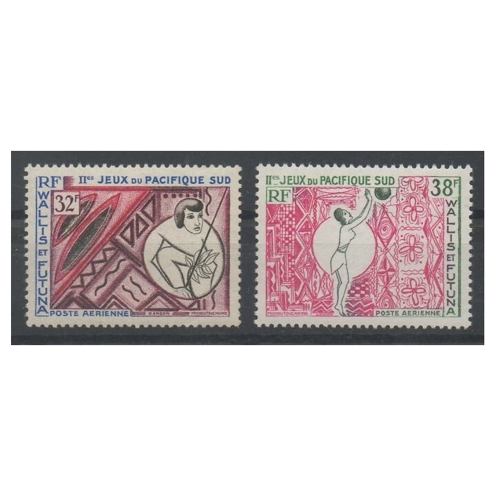 Timbres - Wallis et Futuna - Poste aérienne - 1966 - No PA 29/PA 30 - sports divers