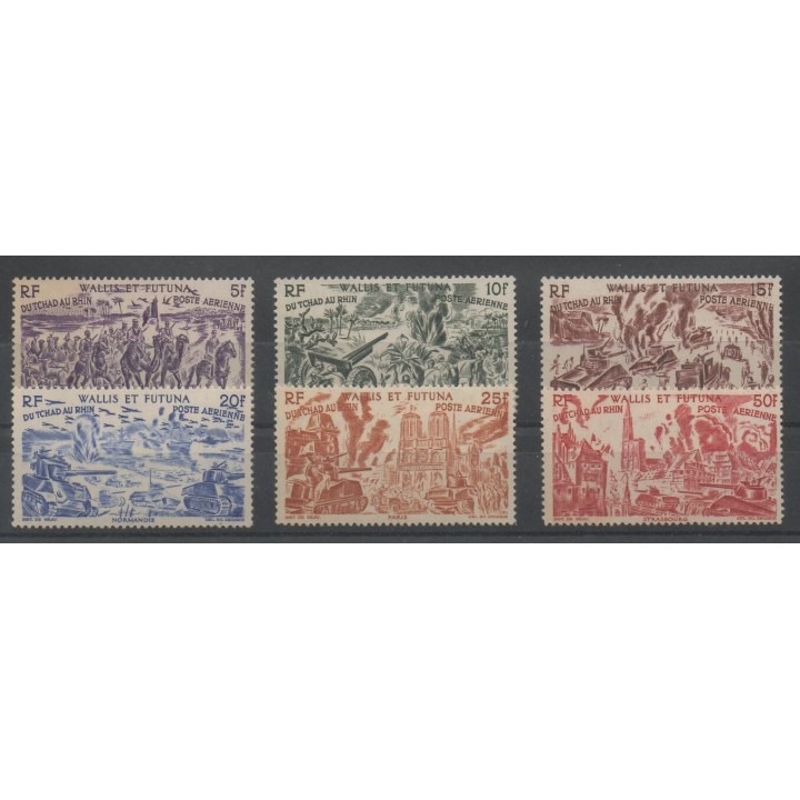 Timbres - Wallis et Futuna - Poste aérienne - 1946 - No PA 5/PA 10 - Seconde Guerre mondiale