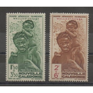 Timbres  - Wallis et Futuna - Poste aérienne - 1942 - No PA 1/PA 2
