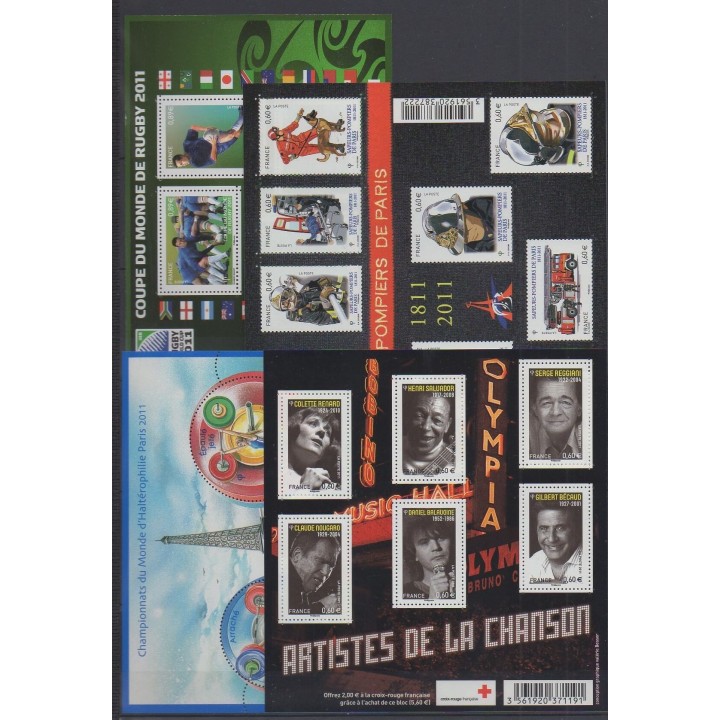 Buy this set of stamps and these 18 souvenir sheets of France of the year 2011 (Nb 4528/4630 - BF131).