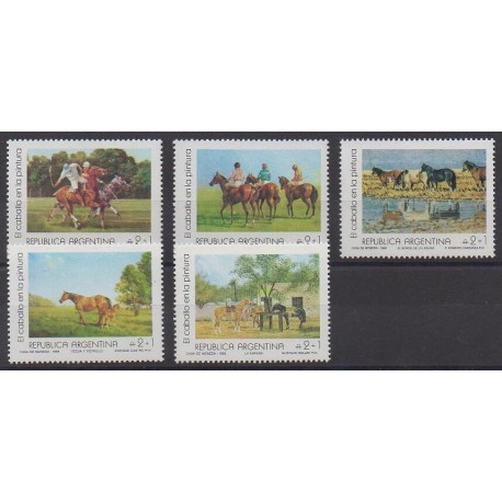 Argentina - 1988 - Nb 1640/1644 - Horses - Paintings
