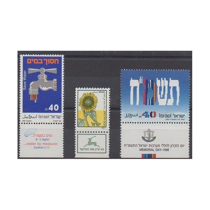 Acheter cette série de timbres d'Israël de l'année 1988 (No 1027/1029).