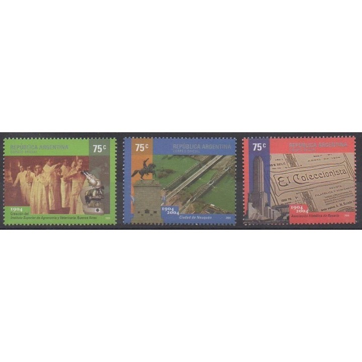 Acheter cette série de timbres d'Argentine de l'année 2004 (No 2490/2492).