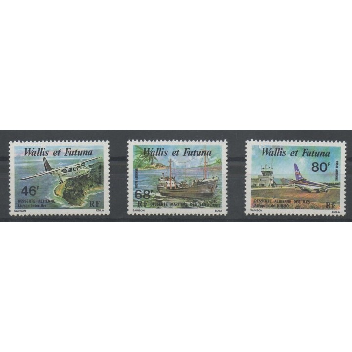 Timbres - Wallis et Futuna - Poste aérienne - 1975 - No PA 89/PA 91 - avions