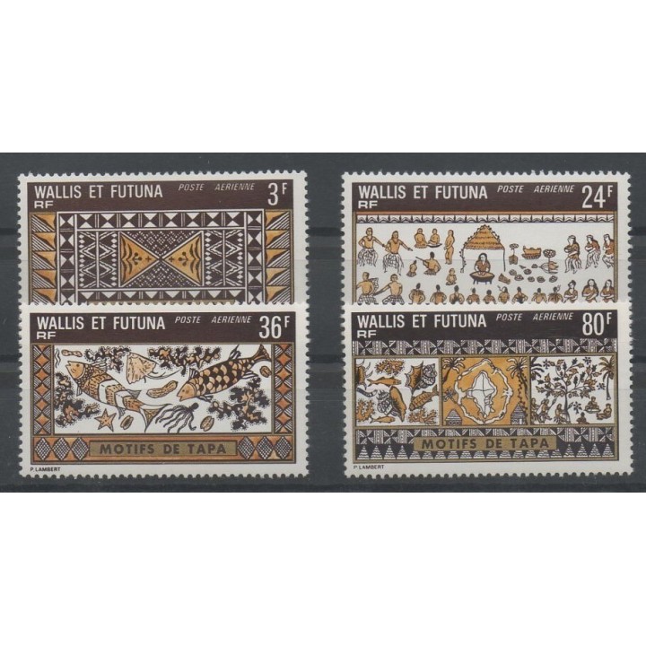 Timbres - Wallis et Futuna - Poste aérienne - 1975 - No PA 58/PA 61 - art divers