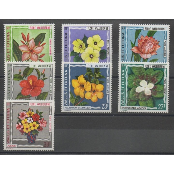 Timbres - Wallis et Futuna - Poste aérienne - 1973 - No PA 49/PA 55 - fleurs