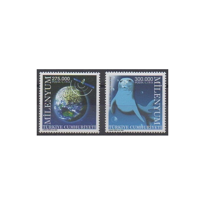 Buy this set of stamps of Turkey of the year 2000 (Nb 2938/2939).