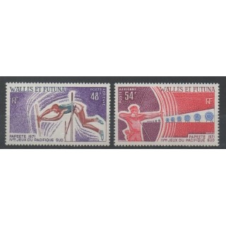 Timbres - Wallis et Futuna - Poste aérienne - 1971 - No PA 39/PA 40 - sports divers