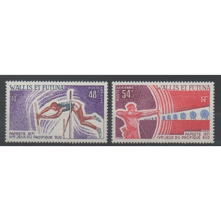 Timbres - Wallis et Futuna - Poste aérienne - 1971 - No PA 39/PA 40 - sports divers