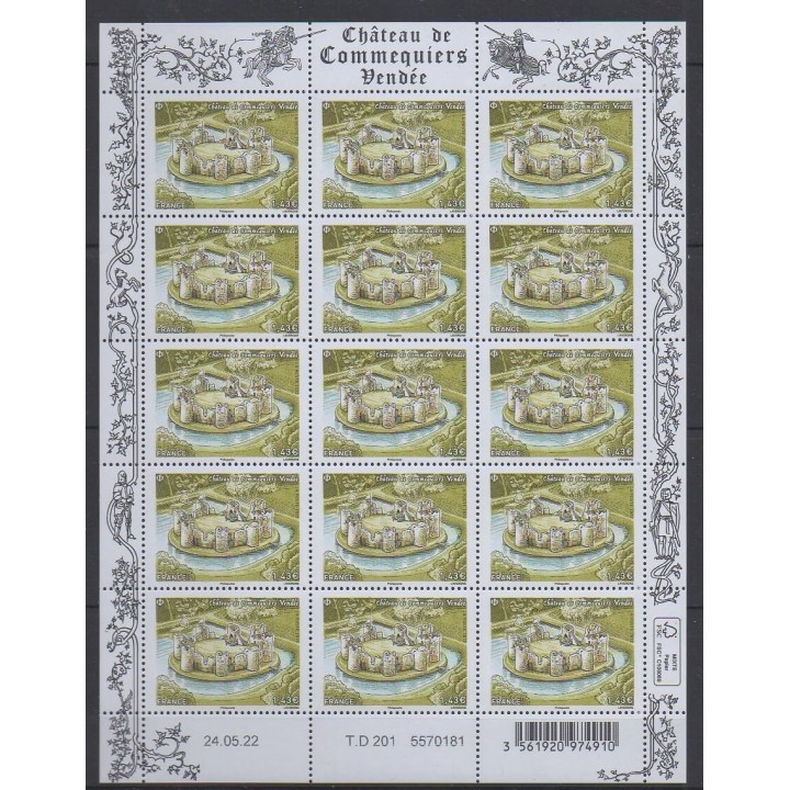 Buy this souvenir sheet  of France of the year 2022 (Nb F73 - Chateau de Commequiers).