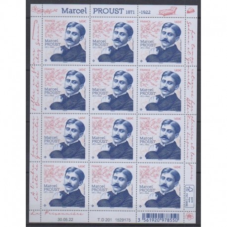 France - Feuillets de France - 2022 - No F74 - Marcel Proust - Littérature