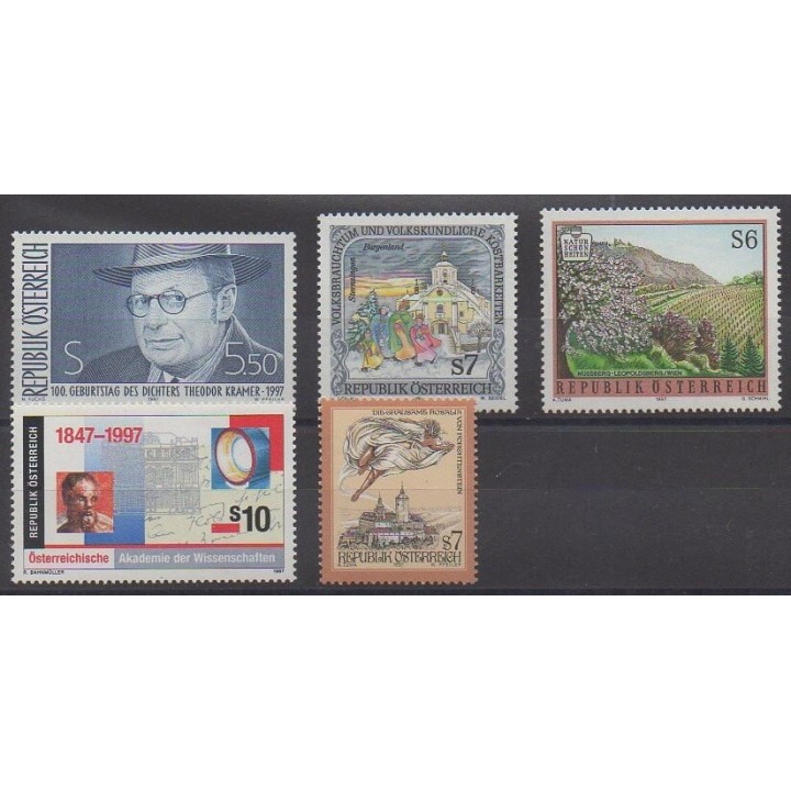 Acheter cette série de timbres d'Autriche de l'année 1997 (No 2037/2041).